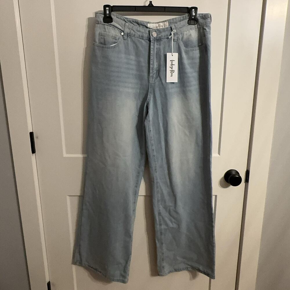 Indigo Rein Wide Leg Jeans Juniors 15/31 Blue High Rise Skater Denim NWT